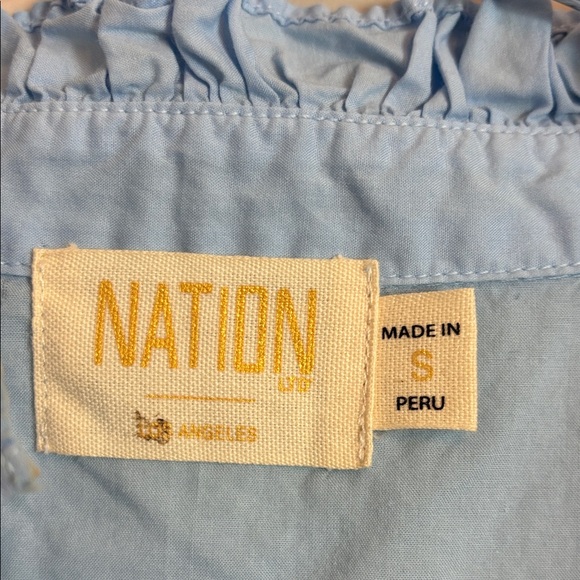 Nation LTD Sky Blue Midi Dress with Puff Sleeves 100% Pima Cotton - Picture 3 of 8